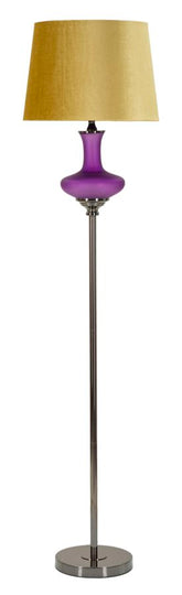 Lampe sur pied Milva Abat-jour en velours doré Base en verre violet