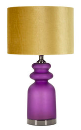 Lampe de table Milva verre violet et abat-jour velours doré