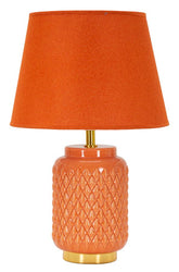 Lampe de table orange avec abat-jour en tissu orange