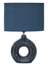 Lampe de table Seta bleue abat-jour tissu bleu