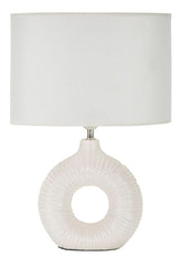 Lampe de table Seta blanche abat-jour tissu blanc