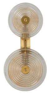 Applique murale métal doré avec abat-jours en verre décorés