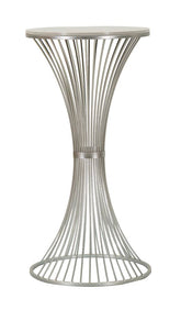 Table en métal argenté avec plateau en marbre