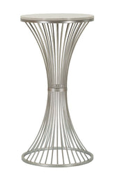 Table en métal argenté avec plateau en marbre