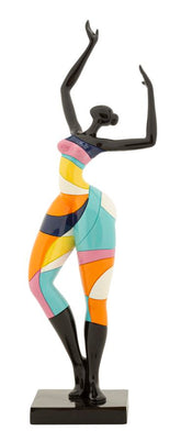 Sculpture Danseuse Rubic finition multicolore socle noir