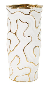 Vase en céramique blanche lignes dorées