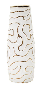 Vase céramique blanche avec lignes dorées