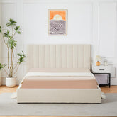 Lit Coffre Songe + Sommier Tissu bouclette Beige 180cm