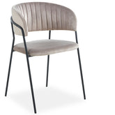 Lot de 8 chaises en velours taupe et métal noir Azia