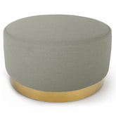 Pouf Rond Daisy Tissu Beige Pied Or