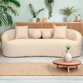 Canapé 4 places incurvé Celin tissu bouclette beige