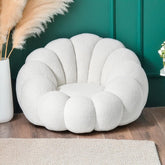 Fauteuil coquillage Basha tissu bouclette blanc