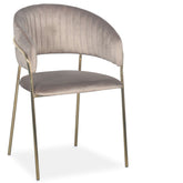 Lot de 8 chaises en métal doré et velours taupe Azia