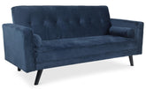 Canapé-lit convertible Allia velours bleu scandinave