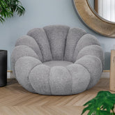 Fauteuil coquillage Basha tissu bouclette gris