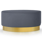 Pouf rond en tissu gris foncé avec base dorée