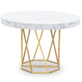 Table ronde extensible Yasmina Effet Marbre et pieds Or