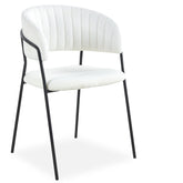 Lot de 8 chaises Azia métal noir tissu bouclette crème