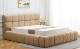 Lit-coffre Carita 140x190 cm avec rebords matelassés en tissu beige