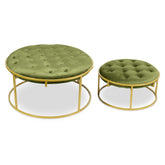 Set de 2 poufs Valona Velours Kaki