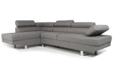 Canapé d'angle Annalo avec têtières ajustables tissu gris