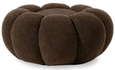Pouf design fleur Arielina Tissu bouclette Marron
