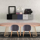 Table extensible ronde Atlon chêne clair pieds or