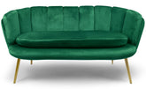 Canapé 2 places Arneris velours vert pieds dorés