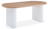 Table ovale Burundi avec pieds design style colonnes Bois Sonoma et Blanc
