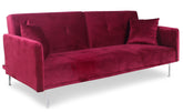 Canapé-lit clic-clac 3 places Anterio velours rouge