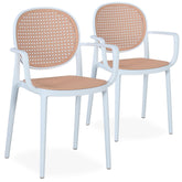 Lot de 2 chaises empilables Chapline Polypropylène effet cannage Beige et Blanc