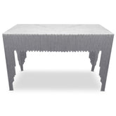 Console design Galantine Marbre Blanc pieds Argent