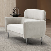 Canapé 2 places Bonkou avec haut dossier en tissu beige doux