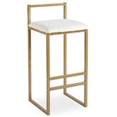 Tabouret de bar Brillo en métal or et velours crème