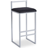 Tabouret de bar Brillo en métal argent et velours noir