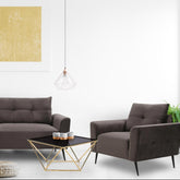 Table basse en verre fumé et pieds or Amelinio