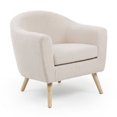 Fauteuil Aliph scandinave tissu bouclette lainée crème