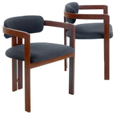 Lot de 2 chaises Cogedla métal effet bois foncé et tissu anthracite