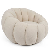 Fauteuil Bellina design coquillage tissu bouclette crème