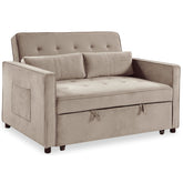 Canapé convertible 2 places Komaria Velours Beige