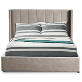 Lit double avec sommier relevable 180x200 cm en velours taupe