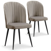 Lot de 2 chaises matelassées coutures verticales Louvenda Velours Taupe