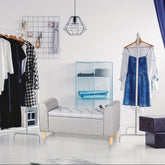 Banc coffre Algelo tissu gris clair