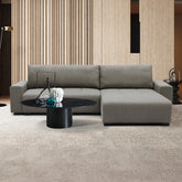 Canapé d'angle convertible Chybel tissu gris taupe