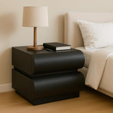 Table de chevet Cluedo avec 2 tiroirs arrondis L45cm noir