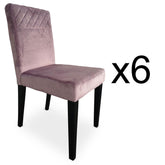Lot de 6 chaises matelassées Milo Velours Rose