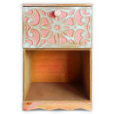 Table de chevet style oriental bois sculpté 1 porte Monbolyto Bois Rose