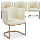Lot de 4 chaises Awaky dossier arrondi simili crème pieds or