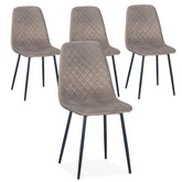 Lot de 4 chaises Atona matelassées velours taupe pieds noir