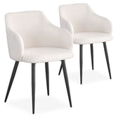 Lot de 2 chaises Paoline Tissu Bouclette Crème